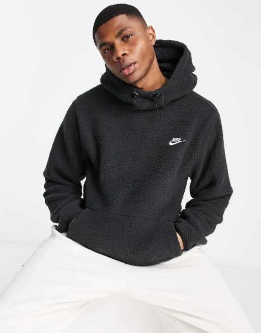 Nike Sport Essentials sherpa fleece hoodie in black