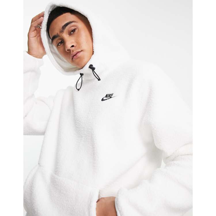 Nike Sport Essentials sherpa fleece hoodie in white