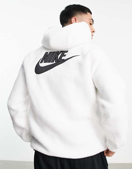 Nike Sport Essentials sherpa fleece hoodie in white