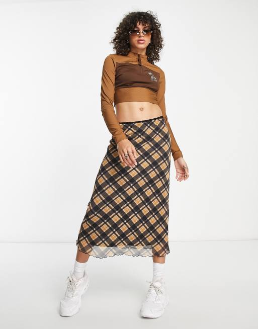 Brown plaid skirt on sale nike