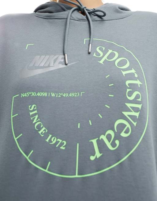 Nike Sport Utility oversized fleece hoodie with print in gray