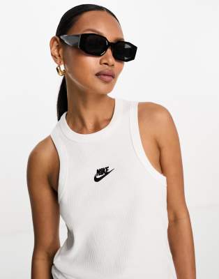 Nike Sport Utility rib tank vest top in white - ASOS Price Checker