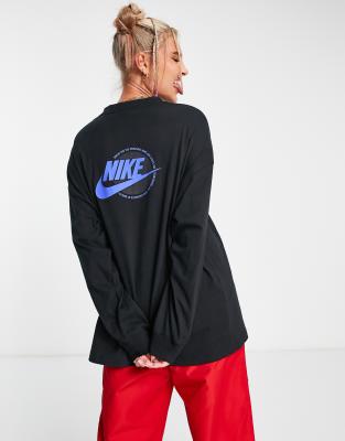 Nike Sports Utility back graphic long sleeve t-shirt in black | ASOS