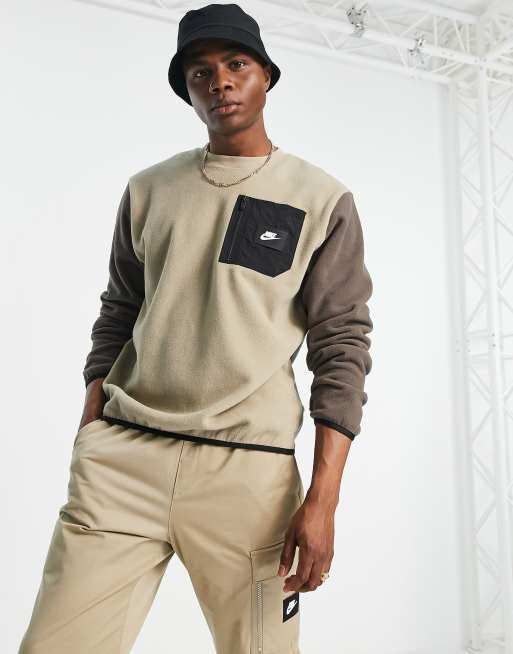 Nike Sports Utility cargo pocket sweatshirt in khaki