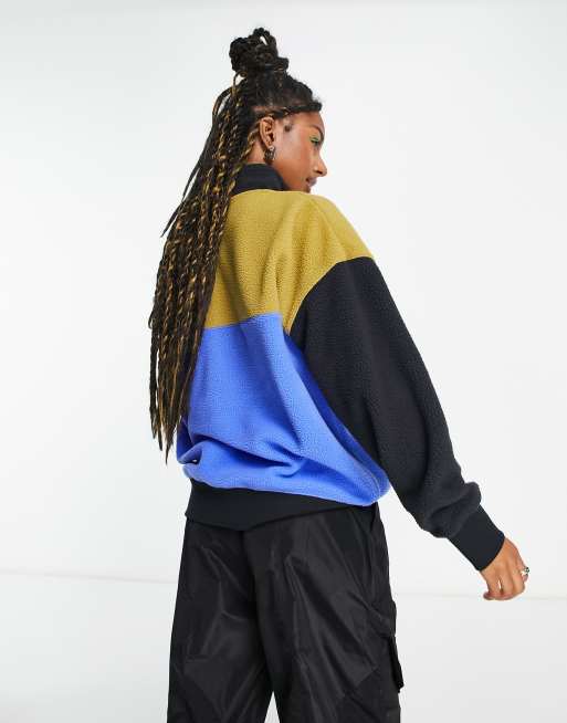 Nike Sports Utility fleece quarter zip jacket in blue and moss beige mix |  ASOS