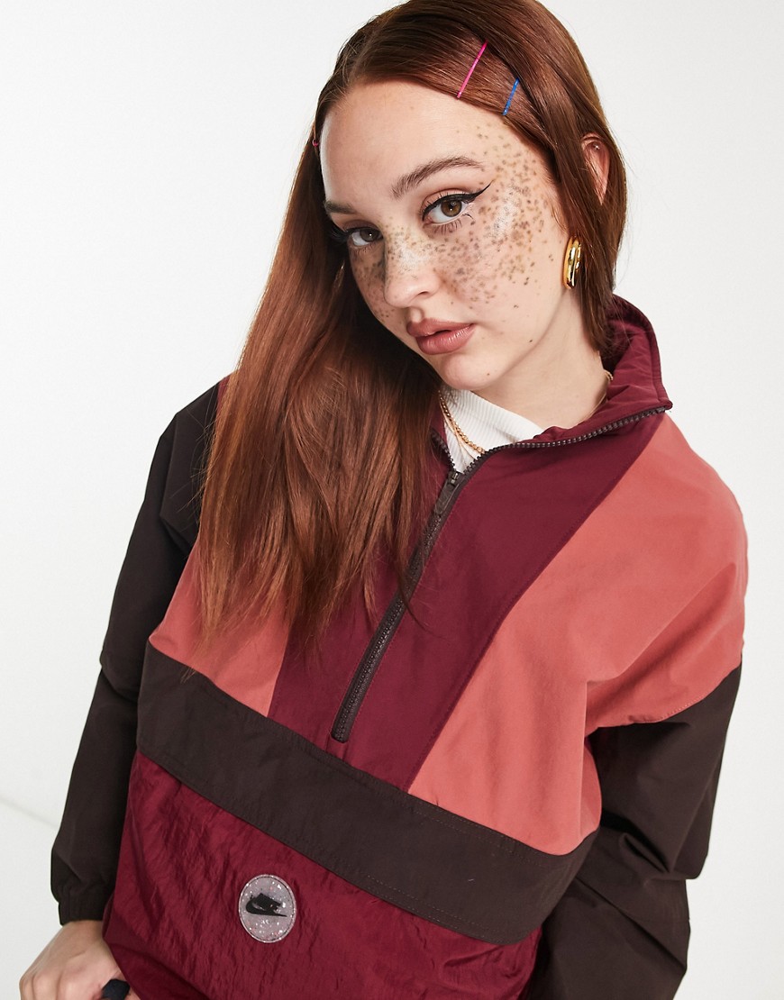 Nike Sports Utility graphic packable quarter zip jacket in beetroot and canyon rust-Red