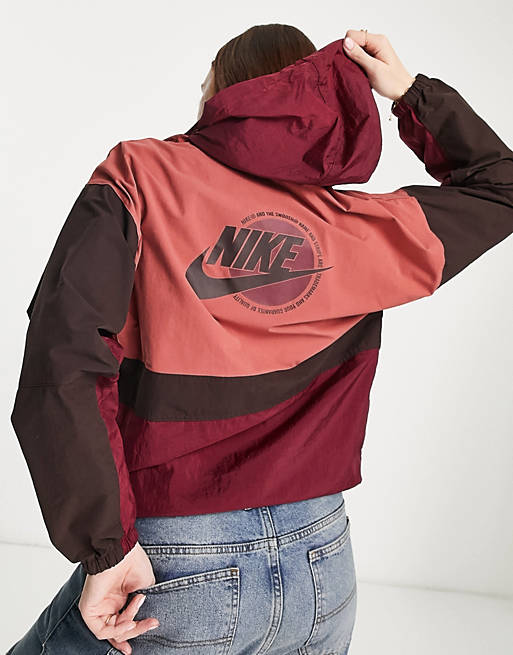 Nike Sports Utility graphic packable quarter zip jacket in beetroot and  canyon rust