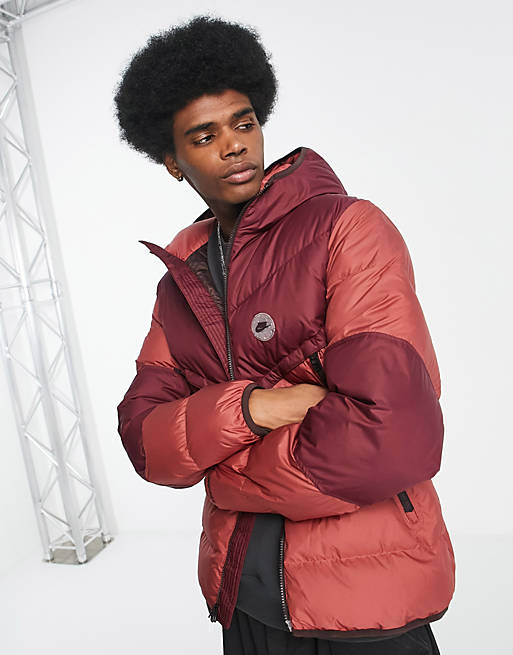 Nike Sports Utility padded full zip hooded coat in brown basal | ASOS