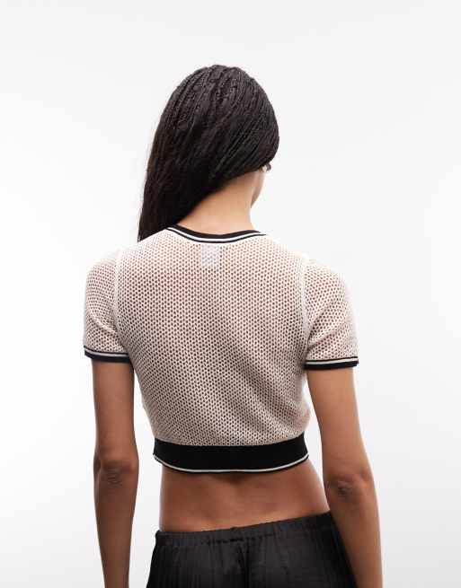 Nike Sportswear Chill knit cropped top with chevron detail in cream, 4 of 4