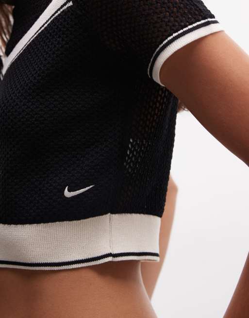 Nike Sportswear Chill knit cropped top with chevron detail in gray, 2 of 4