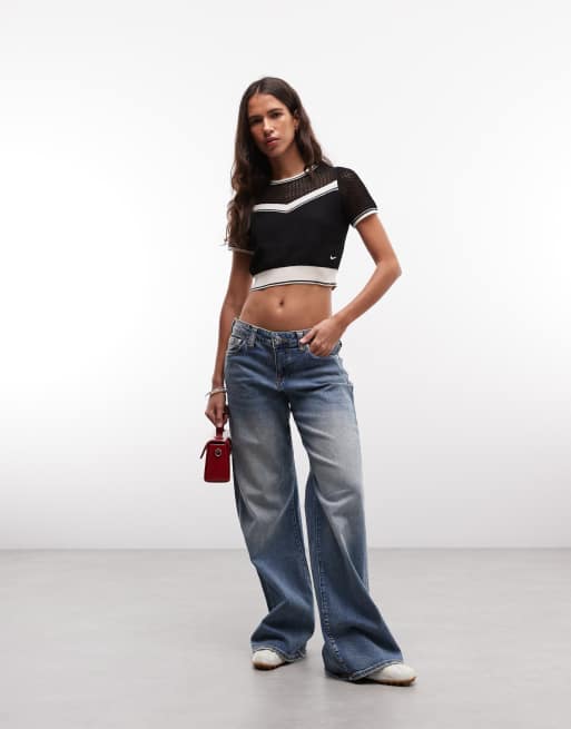 Nike Sportswear Chill knit cropped top with chevron detail in gray, 3 of 4