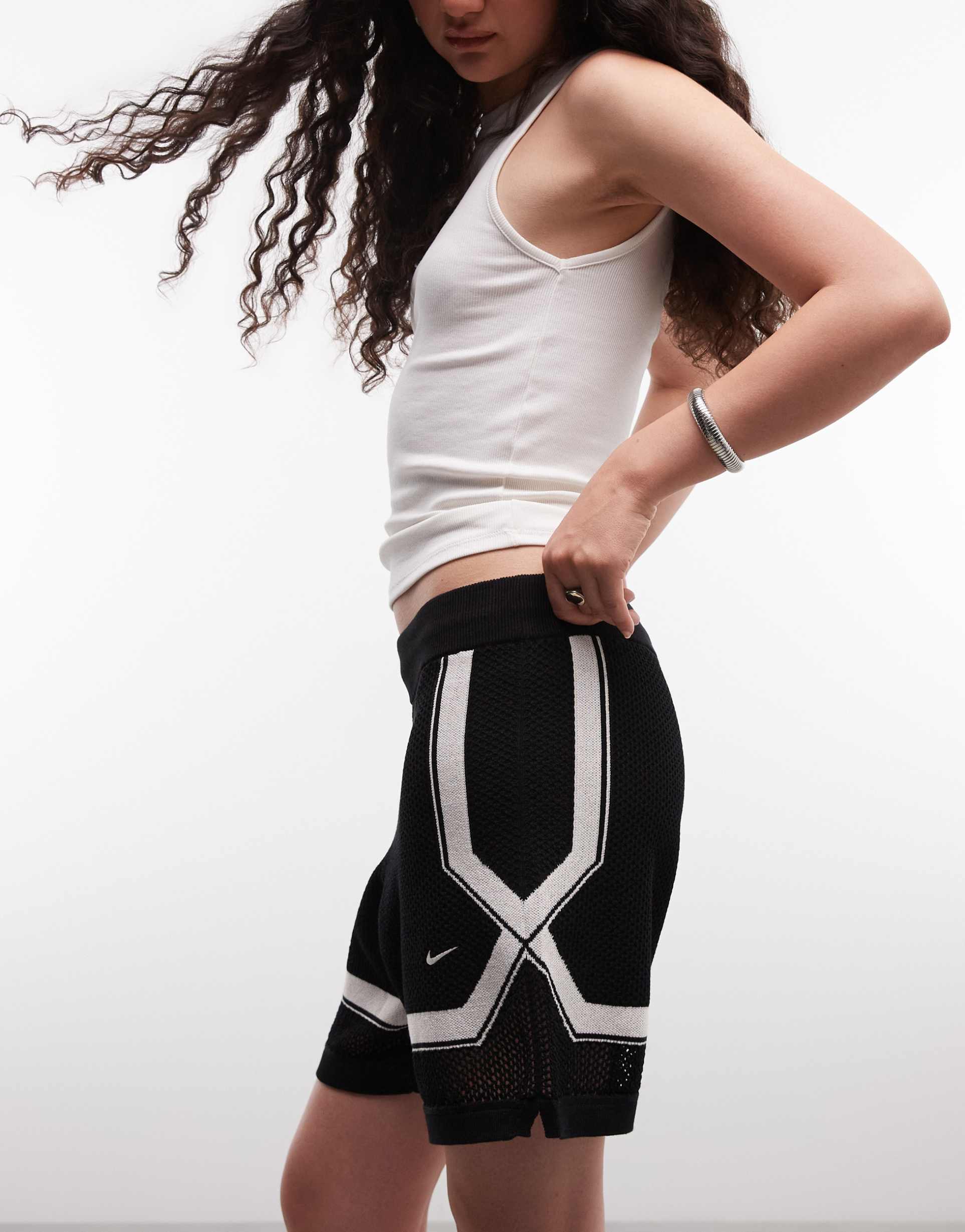 nike sportswear chill knit shorts with waistband detail in black