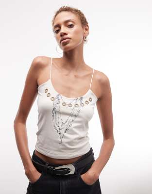Nike Sportswear Chill Tank Top With Necklace Print In White