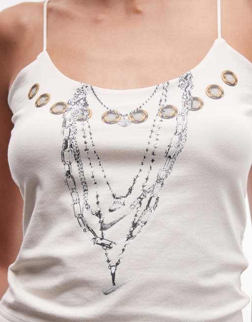 Nike Sportswear Chill tank top with necklace print in beige, 2 of 4