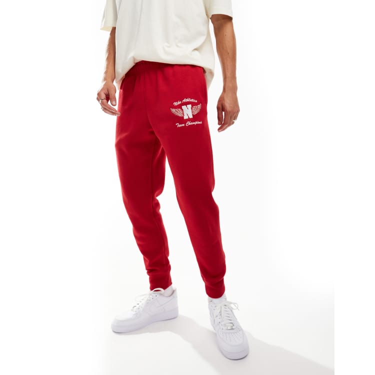 Nike red sweatpants best sale