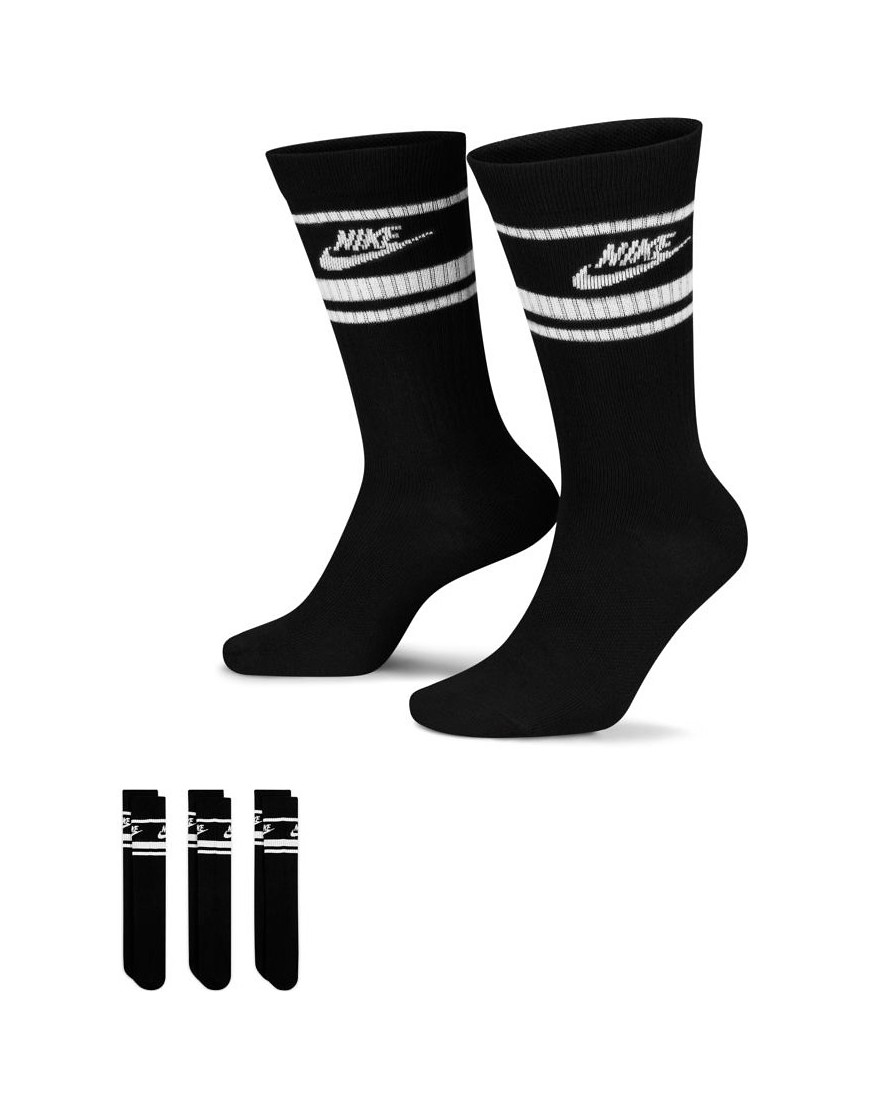 Shop Nike Everyday Essential 3 Pack Ankle Socks In Black & White