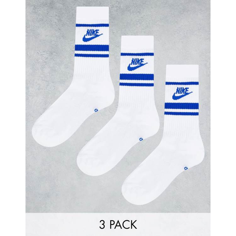 Nike Sportswear Everyday Essential 3 pack socks in white blue ASOS