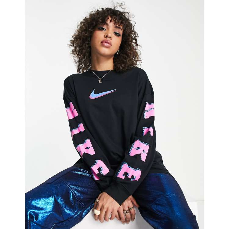 Nike Girl Long Sleeve T-Shirt & Leggings Set ~ Pink & Black ~ Heart ~