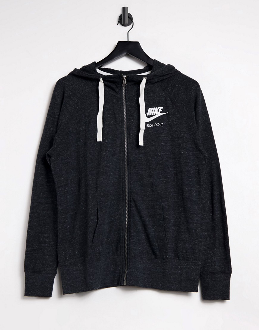 Nike sportswear gym vintage full zip hoodie in black