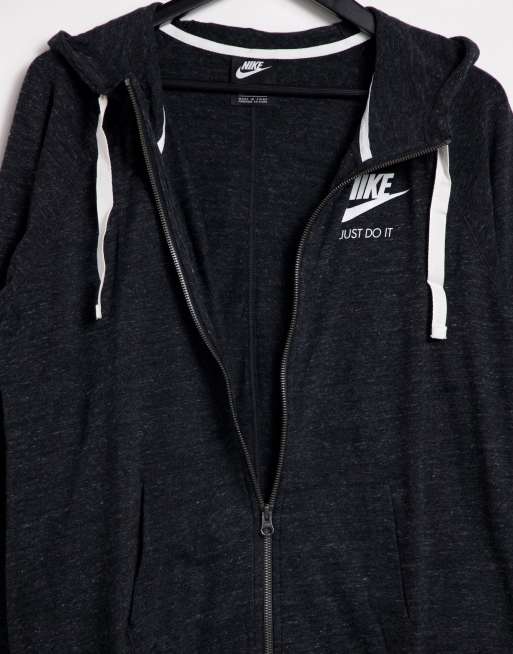 Nike sportswear gym vintage full zip hoodie in black