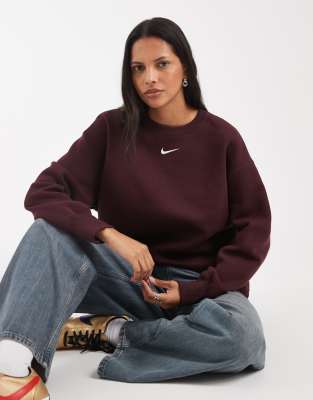 Nike Sportswear Phoenix fleece sweatshirt in burgundy