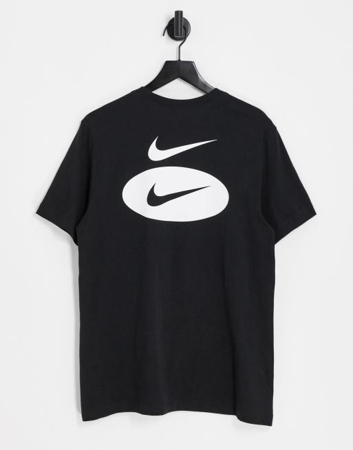 Black nike shirt store with white swoosh