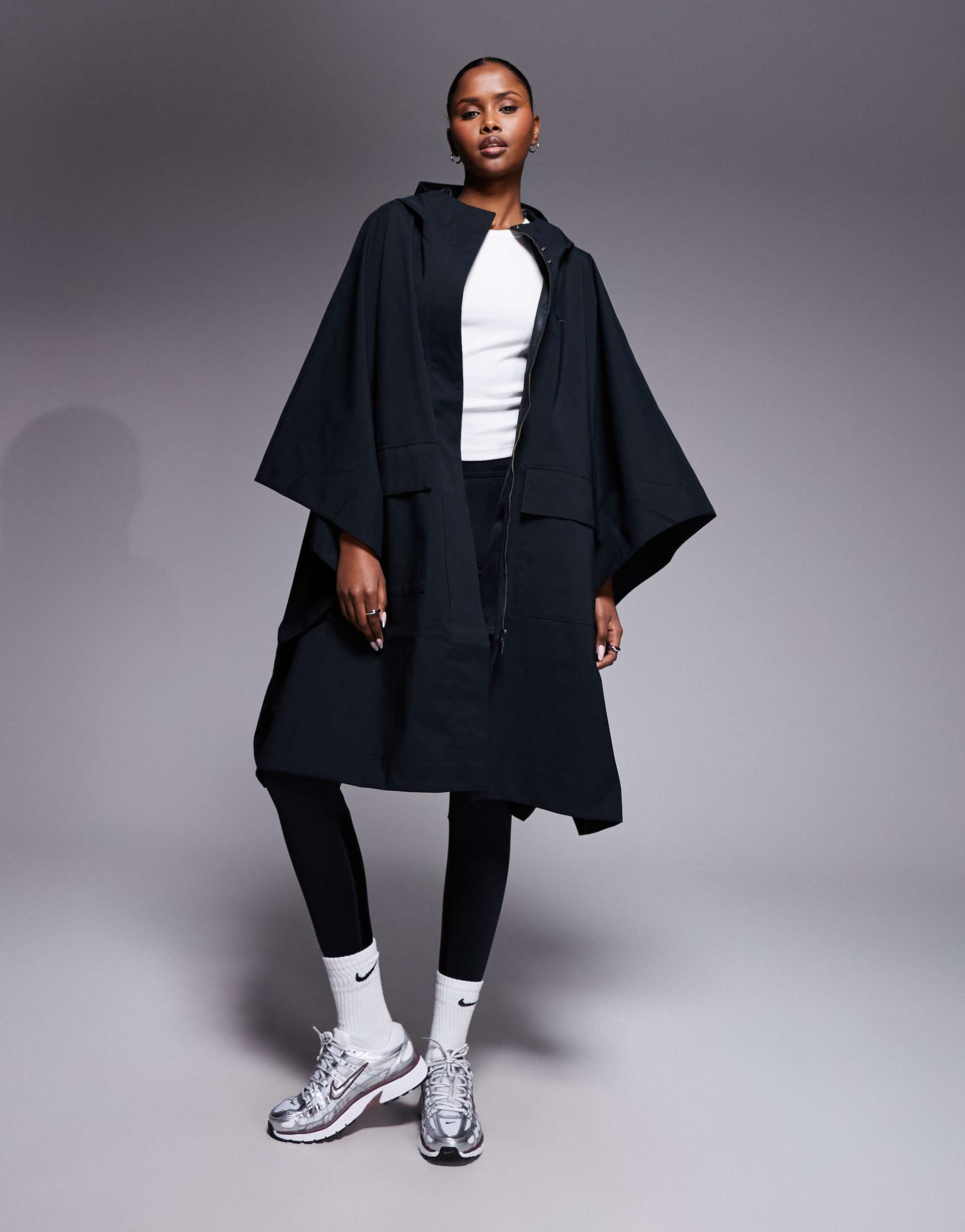 nike sportswear tailored poncho in black
