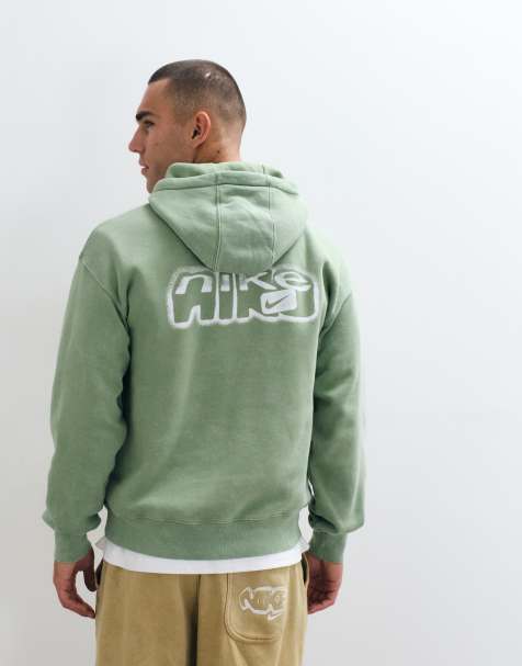 Nike spray graphic back print hoodie in washed khaki - view 1