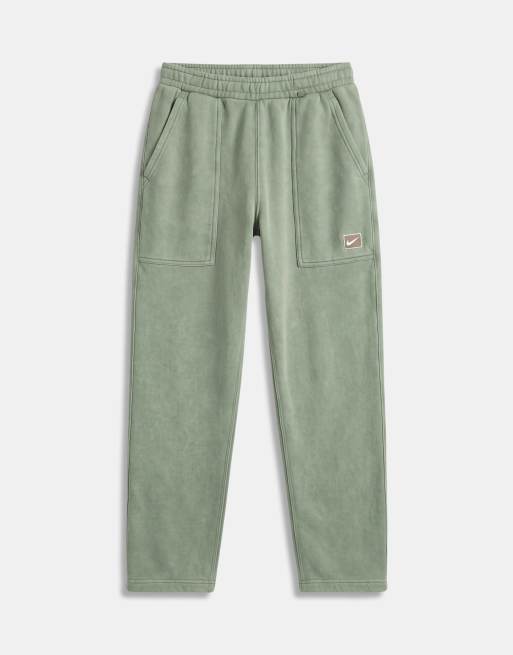 Nike spray graphic open hem joggers in washed khaki, 6 of 9