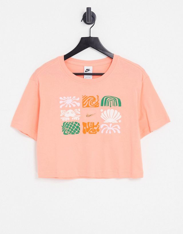 Nike Spring Break essential cropped T-shirt in dusty coral