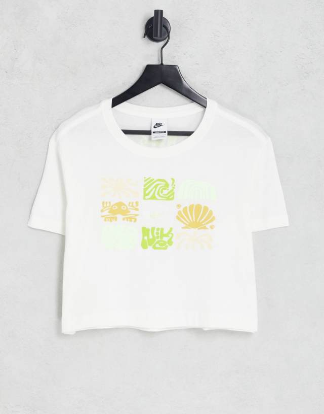 Nike Spring Break essential cropped t-shirt in off white