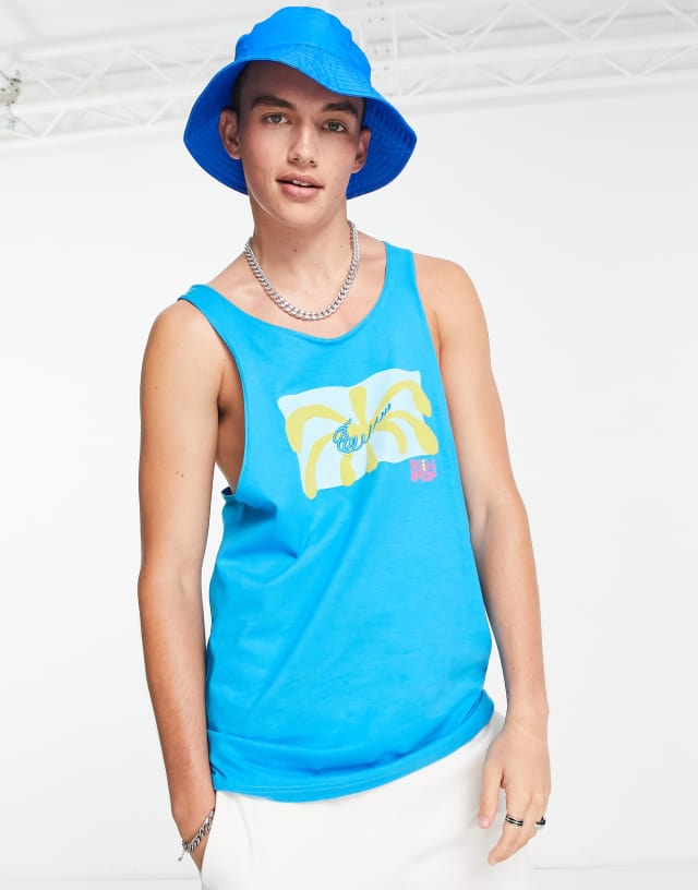 Nike Spring Break graphic logo tank top in blue