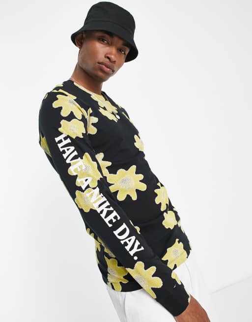 Nike Statement floral print long sleeve t shirt in black ASOS