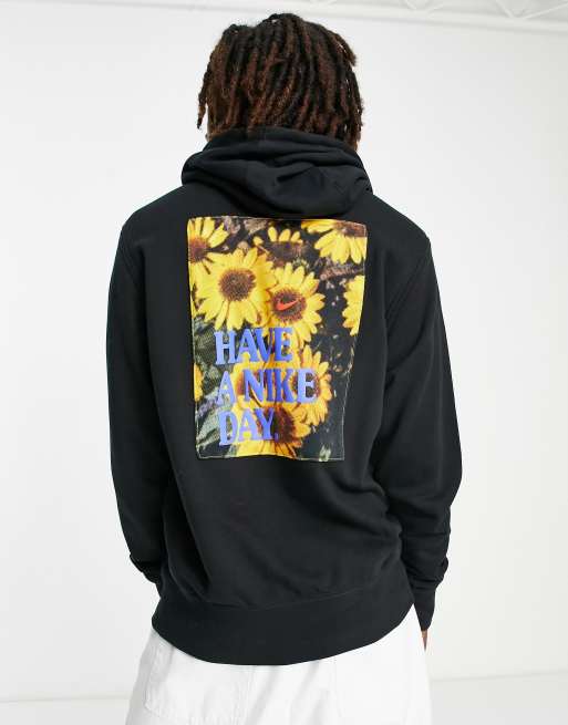 Nike Statement HBR back graphic print fleece hoodie in black