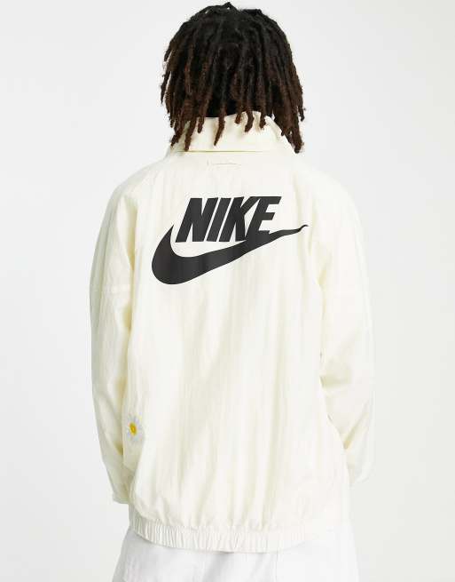 Nike Statement HBR woven lined hooded jacket in cream | ASOS