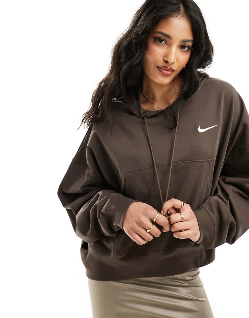 Nike statement jersey oversized hoodie in baroque brown