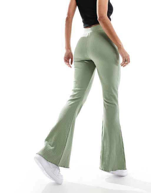 Rib flared trousers