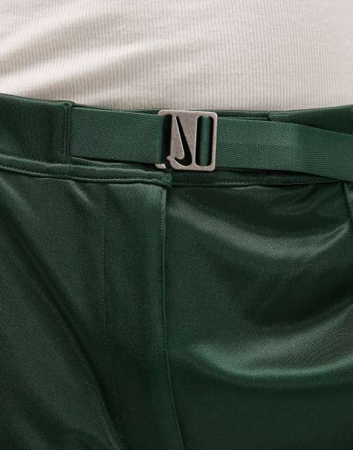 Nike straight leg trousers with belt in dark green, 3 of 5