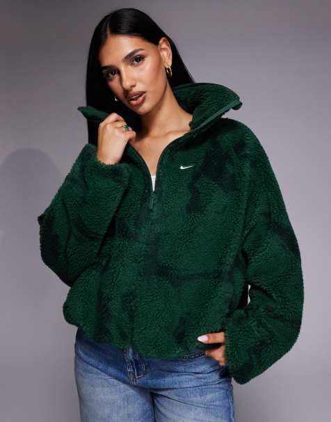 Nike Street all-over print borg fleece jacket in green