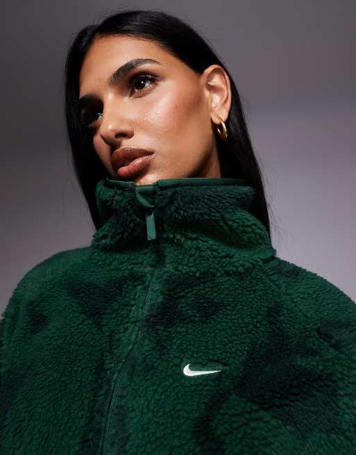 Nike Street all-over print borg fleece jacket in green, 3 of 4
