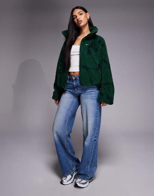 Nike Street all-over print borg fleece jacket in green, 4 of 4