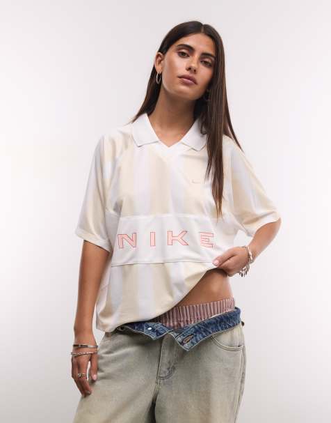 Nike - Street - Camiseta a rayas blancas y beis de punto liso - view 1