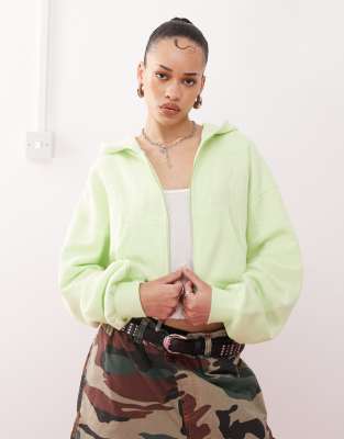 Nike Street Cropped Full Zip Hoodie In Green
