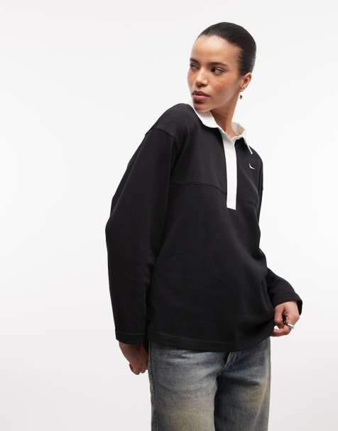 Nike Street Essentials oversized polo shirt in black - view 1