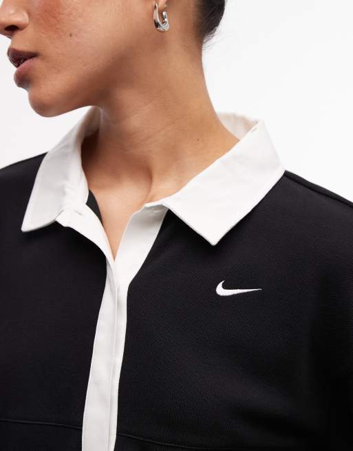 Nike Street Essentials oversized polo shirt in black , 3 of 4