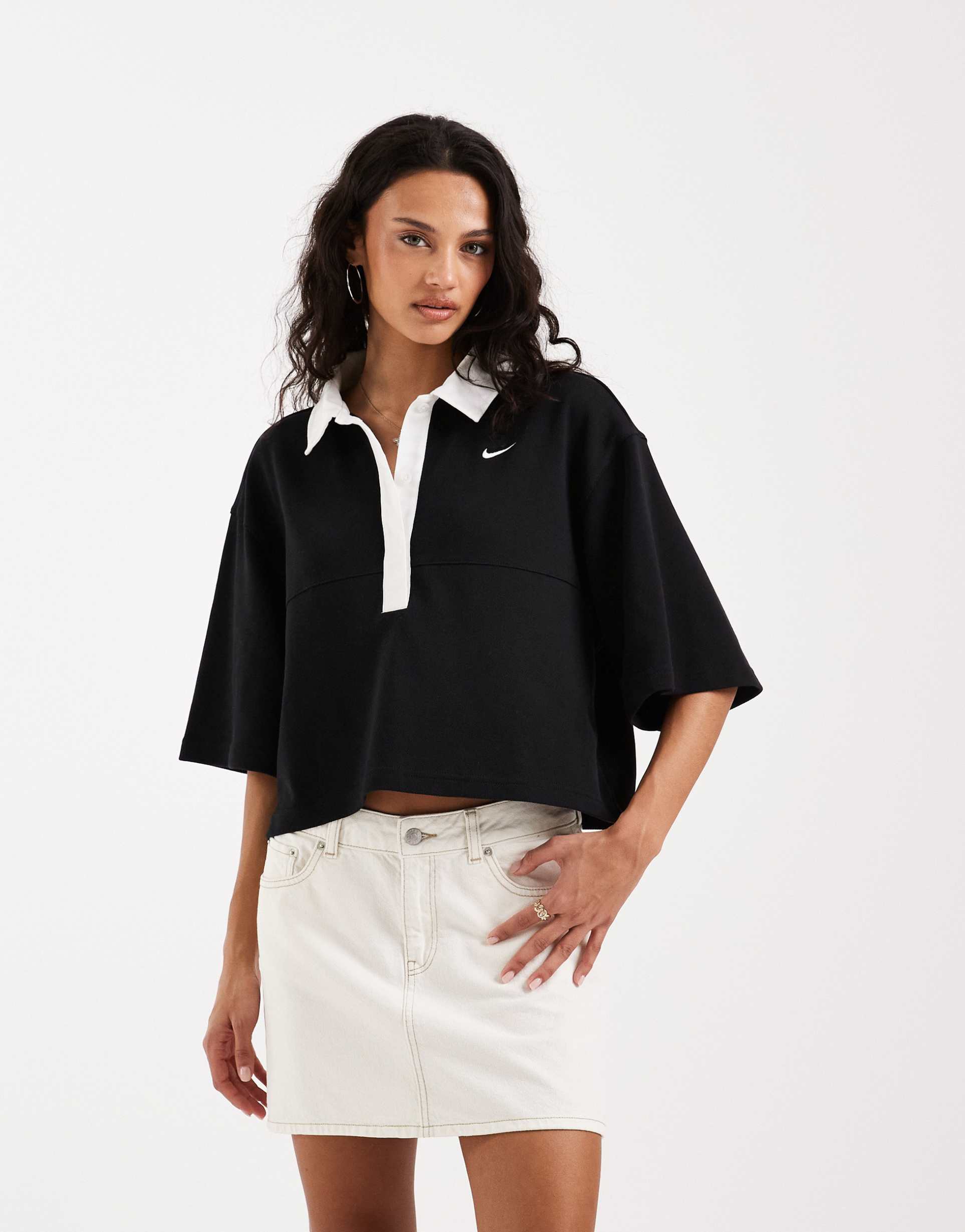 nike street essentials polo shirt in black