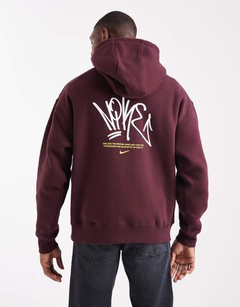 Nike Street fleece graphic hoodie in burgundy - view 1