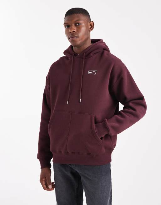 Nike Street fleece graphic hoodie in burgundy ASOS