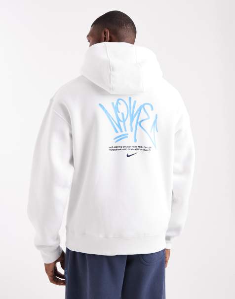Nike Street fleece graphic hoodie in white - view 1