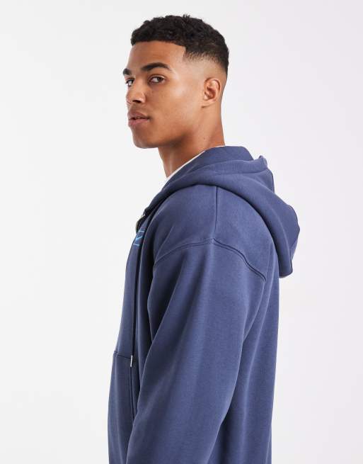 Nike Street fleece graphic zip up hoodie in navy, 4 of 5